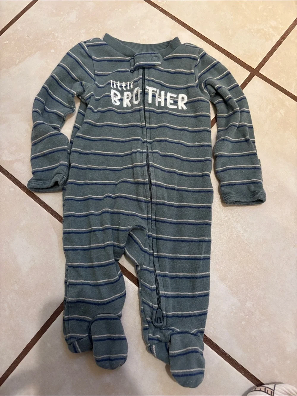 Carter's Boys Footed One-Piece Set in Green, Blue, Cream
